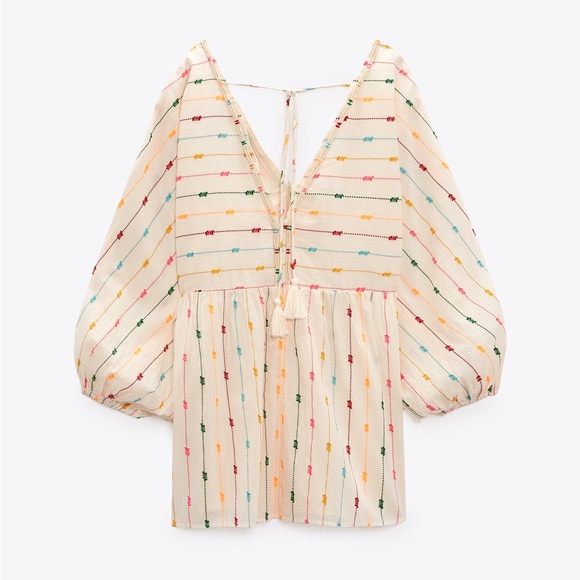 Zara Multi Colored Dotted Mesh Mini Dress XS - Picture 8 of 15